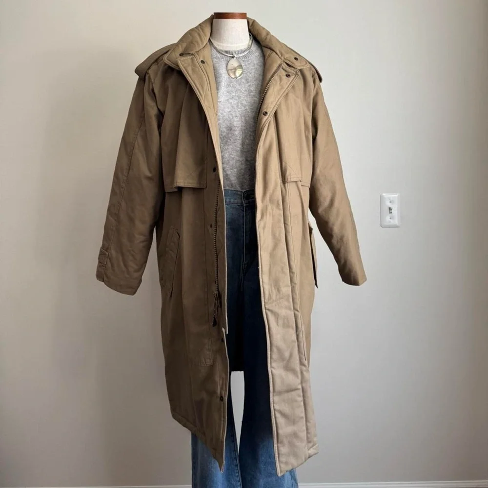 Vintage Tan Coat - Thick / Insulated Puffer Ski Snow Medium - Picture 6 of 8